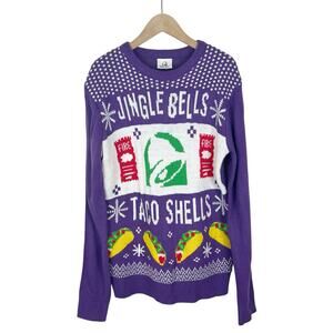 NWT Taco Bell Jingle Bells Taco Shells Purple Ugly Christmas Sweater Size Small